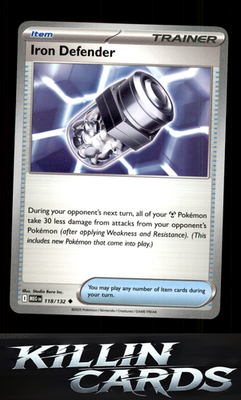 Iron Defender 118/132 Pokemon Uncommon ME01: Mega Evolution Card NM
