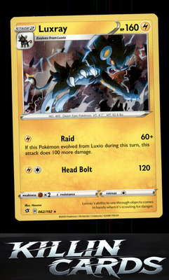 Luxray 062/192 Pokemon Holo Rare SWSH02: Rebel Clash Card NM