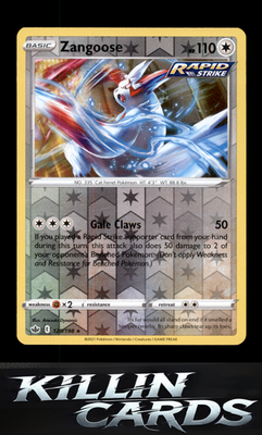 Reverse Holofoil Zangoose 120/198 Pokemon Rare SWSH06: Chilling Reign Card NM