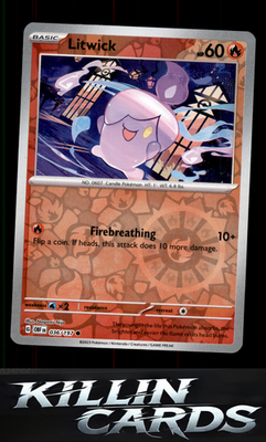 Reverse Holofoil Litwick 036/197 Pokemon Common SV03: Obsidian Flames Card NM