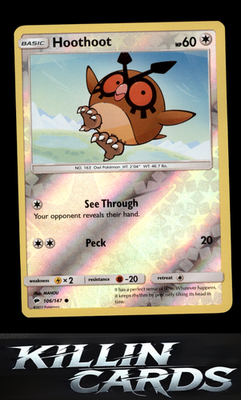 Reverse Holofoil Hoothoot 106/147 Pokemon Common SM - Burning Shadows Card NM