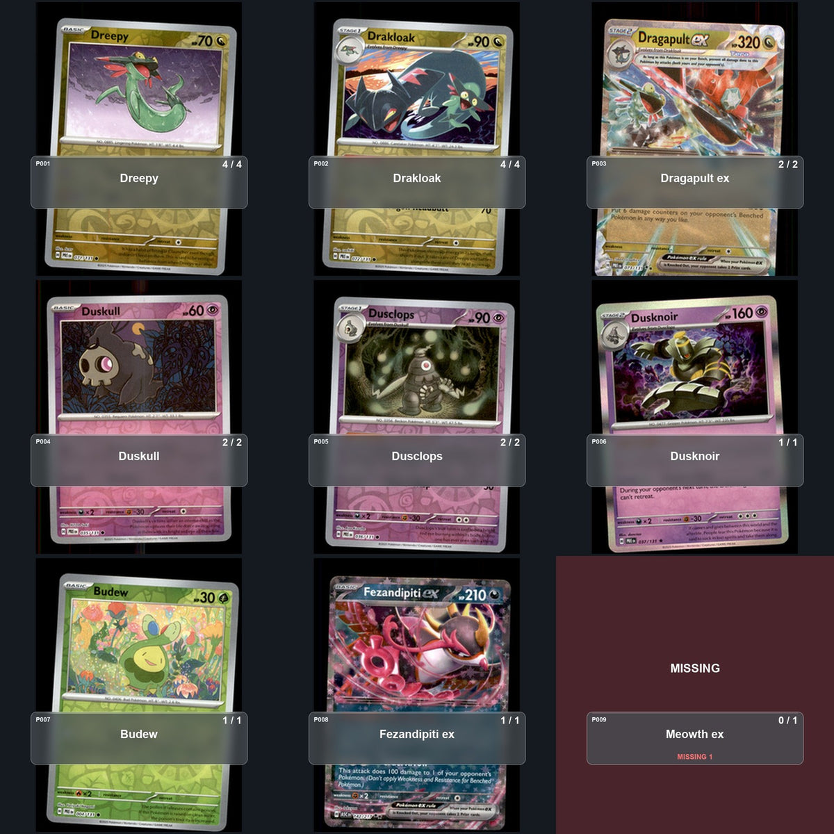 Partial Pokemon TCG NAIC 2026, New Orleans Dragapult Dusknoir Decklist 58 Cards Deck