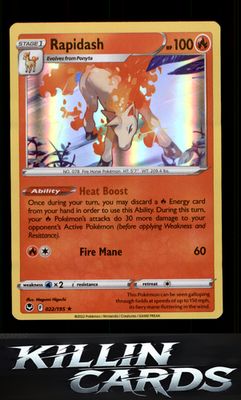 Rapidash 022/195 Pokemon Holo Rare SWSH12: Silver Tempest Card NM