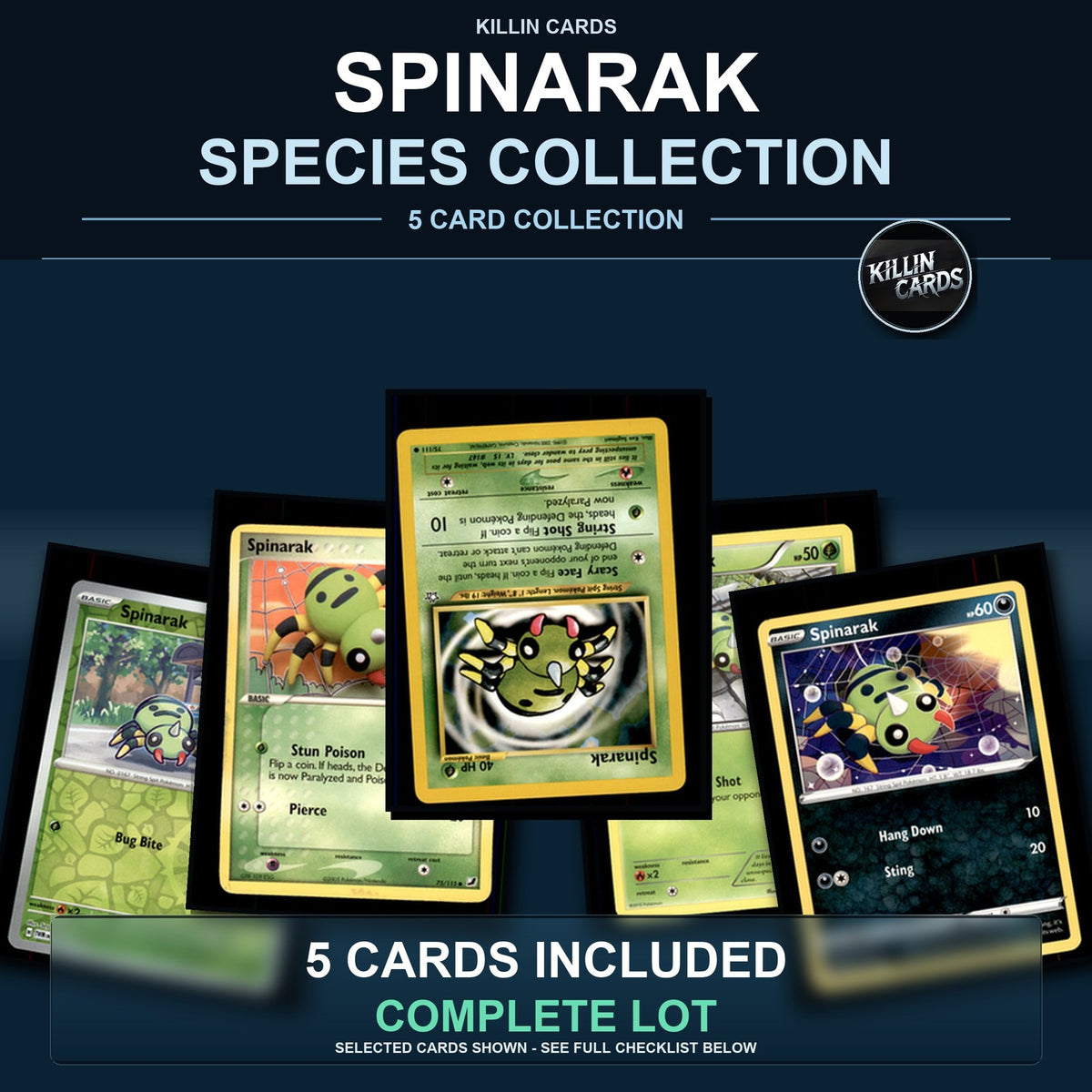 Pokemon TCG Spinarak Species Collection 5 Different Cards
