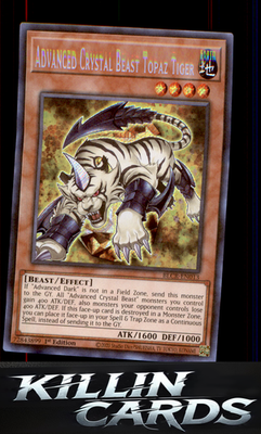 1st Edition Advanced Crystal Beast Topaz Tiger BLCR-EN013 YuGiOh Secret Rare Bat