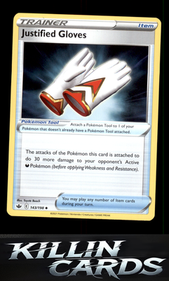 Justified Gloves 143/198 Pokemon Uncommon SWSH06: Chilling Reign Card NM