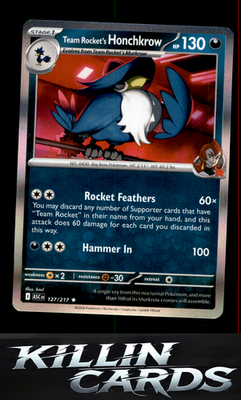 Team Rocket's Honchkrow 127/217 Pokemon Rare ME: Ascended Heroes Card NM