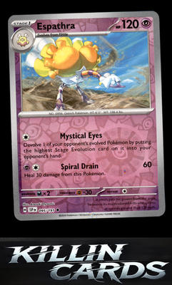Reverse Holofoil Espathra 095/191 Pokemon Uncommon SV08: Surging Sparks Card NM