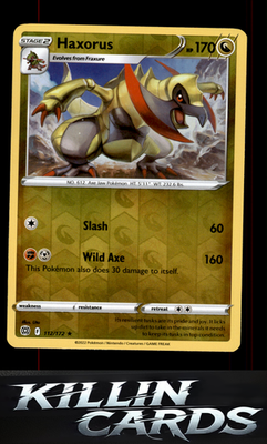 Reverse Holofoil Haxorus 112/172 Pokemon Rare SWSH09: Brilliant Stars Card NM