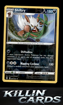 Reverse Holofoil Shiftry 097/203 Pokemon Rare SWSH07: Evolving Skies Card NM