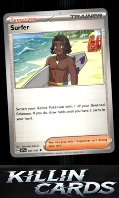 Surfer - 187/191 187/191 Pokemon Uncommon SV08: Surging Sparks Card NM