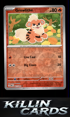 Reverse Holofoil Growlithe 027/182 Pokemon Common SV10: Destined Rivals Card NM
