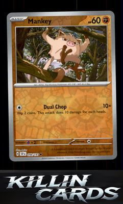 Reverse Holofoil Mankey 098/191 Pokemon Common SV08: Surging Sparks Card NM