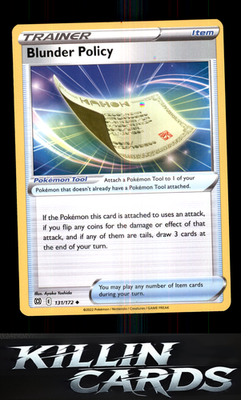 Blunder Policy 131/172 Pokemon Uncommon SWSH09: Brilliant Stars Card NM