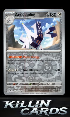 Reverse Holofoil Archaludon 070/131 Pokemon Rare SV: Prismatic Evolutions Card N