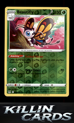 Reverse Holofoil Beautifly 008/196 Pokemon Holo Rare SWSH11: Lost Origin Card NM