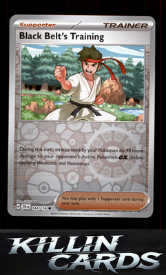 Reverse Holofoil Black Belt's Training - 144/159 144/159 Pokemon Common SV09: Jo