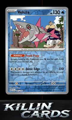 Reverse Holofoil Veluza 045/142 Pokemon Uncommon SV07: Stellar Crown Card NM