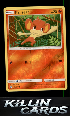 Reverse Holofoil Pansear 22/147 Pokemon Common SM - Burning Shadows Card NM