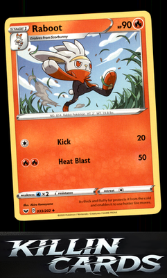 Raboot (033) 033/202 Pokemon Uncommon SWSH01: Sword & Shield Base Set Card NM