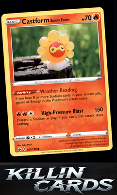 Castform Sunny Form 022/198 Pokemon Common SWSH06: Chilling Reign Card NM