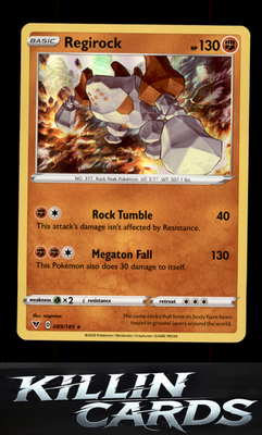 Regirock 089/185 Pokemon Holo Rare SWSH04: Vivid Voltage Card NM