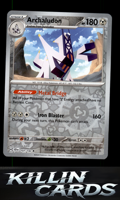Reverse Holofoil Archaludon - 107/142 107/142 Pokemon Rare SV07: Stellar Crown C