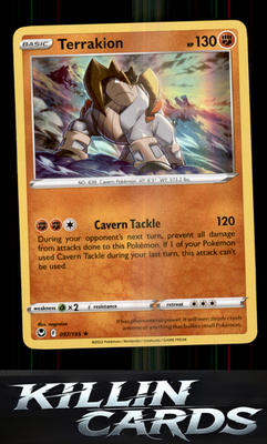 Terrakion 097/195 Pokemon Holo Rare SWSH12: Silver Tempest Card NM