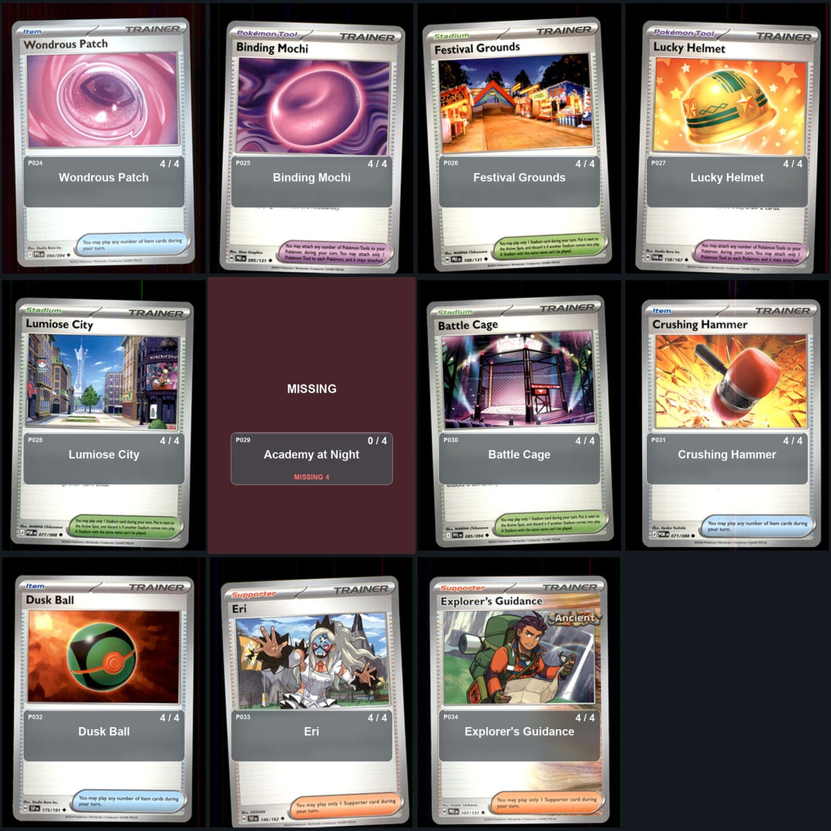 Pokemon TCG Trainer Card Lot 276 Cards Deck Building Playable Tournament