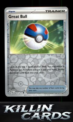 Reverse Holofoil Great Ball 183/193 Pokemon Common SV02: Paldea Evolved Card NM