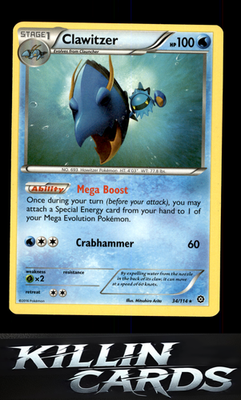 Clawitzer 34/114 Pokemon Rare XY - Steam Siege Card LP