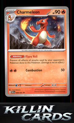 Charmeleon - 008/091 008/091 Pokemon Uncommon SV: Paldean Fates Card NM