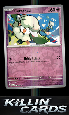 Reverse Holofoil Cottonee 034/091 Pokemon Common SV: Paldean Fates Card NM