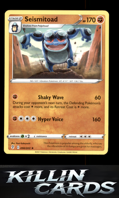 Seismitoad 090/203 Pokemon Rare SWSH07: Evolving Skies Card NM