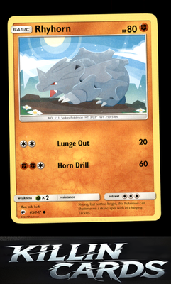 Rhyhorn 65/147 Pokemon Common SM - Burning Shadows Card NM