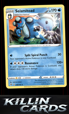 Seismitoad 046/192 Pokemon Rare SWSH02: Rebel Clash Card NM