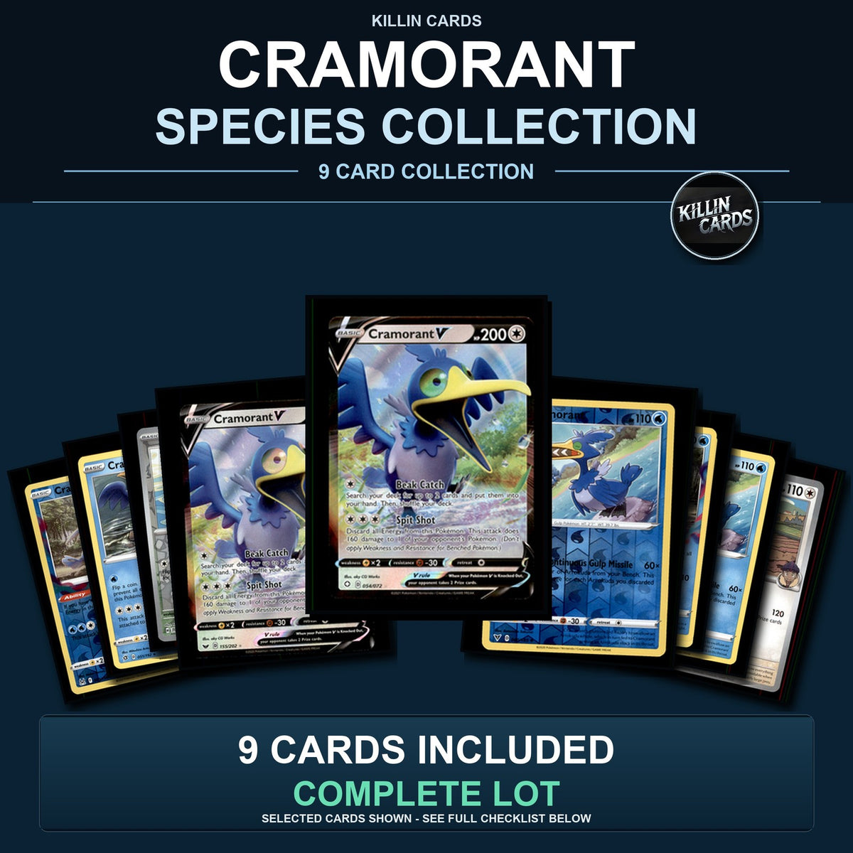 Pokemon TCG Cramorant Species Collection 9 Different Cards