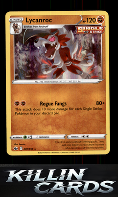 Lycanroc 087/198 Pokemon Holo Rare SWSH06: Chilling Reign Card NM