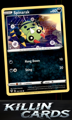 Spinarak 102/189 Pokemon Common SWSH03: Darkness Ablaze Card NM