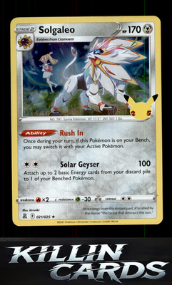 Solgaleo 021/025 Pokemon Holo Rare Celebrations Card NM