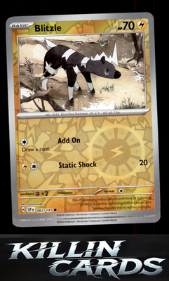 Reverse Holofoil Blitzle 062/191 Pokemon Common SV08: Surging Sparks Card NM
