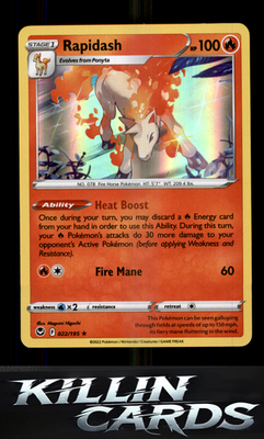 Rapidash 022/195 Pokemon Holo Rare SWSH12: Silver Tempest Card NM