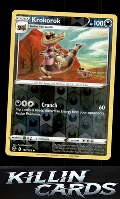 Reverse Holofoil Krokorok 112/195 Pokemon Uncommon SWSH12: Silver Tempest Card N