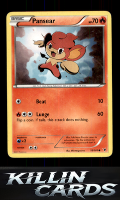 Pansear 16/101 Pokemon Common Noble Victories Card NM