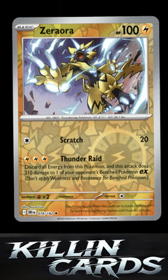Reverse Holofoil Zeraora 078/182 Pokemon Rare SV10: Destined Rivals Card NM