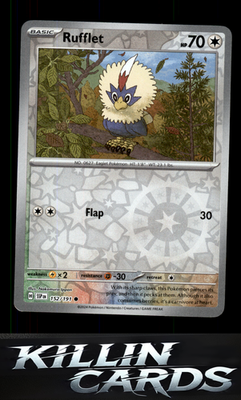 Reverse Holofoil Rufflet 152/191 Pokemon Common SV08: Surging Sparks Card NM