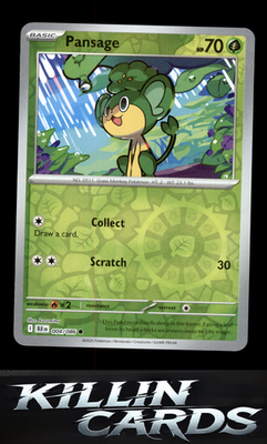 Reverse Holofoil Pansage 004/086 Pokemon Common SV: Black Bolt Card NM