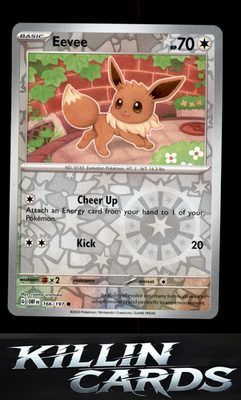 Reverse Holofoil Eevee 166/197 Pokemon Common SV03: Obsidian Flames Card NM