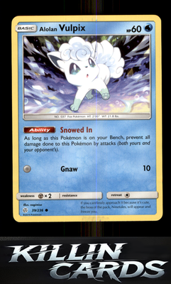 Alolan Vulpix 39/236 Pokemon Common SM - Cosmic Eclipse Card NM