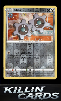 Reverse Holofoil Klink 123/195 Pokemon Common SWSH12: Silver Tempest Card NM